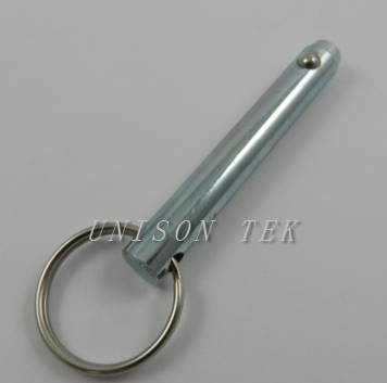 Clevis Pin With One Ball, One Ring & Spring Inside For Aerial Equipment 1215 Zinc Plated