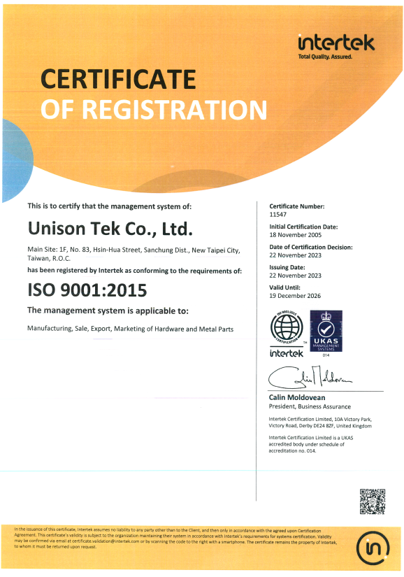 ISO9001_Unison Tek ISO9001_Unison-Tek